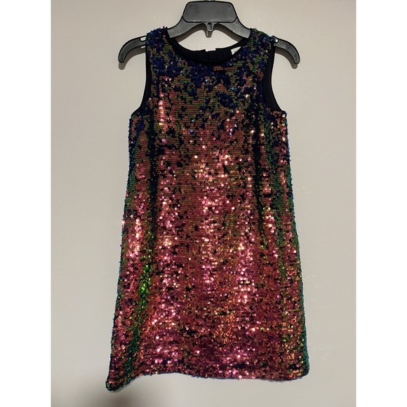 GAP Other - Gap Girls Rainbow Sequin Dress Size Medium Holiday Party Festive